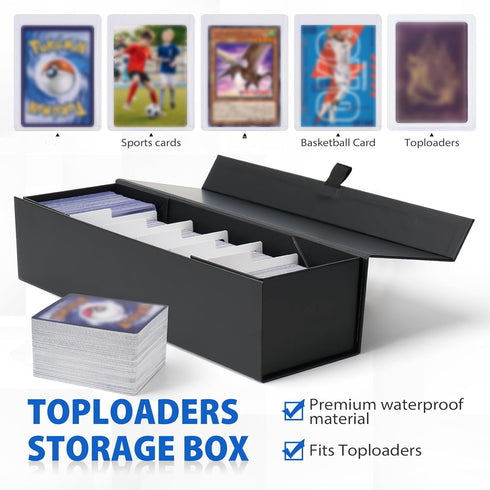 3Pack Trading Card Storage Box with 15PCS Dividers, Magnetic Toploaders, Holds 1000+ Cards or 200 Toploaders