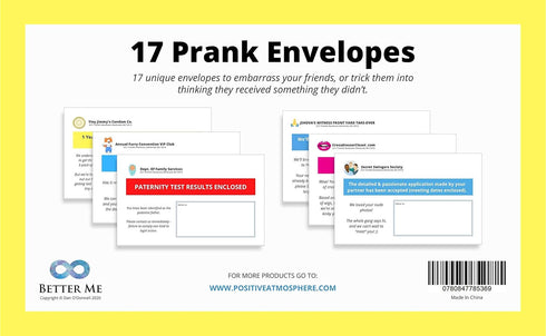 17 Prank Envelopes - Funny Pranks for Adults, Practical Jokes by Mail, Birthday & Holiday Card Envelopes