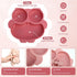 3 Sets Suction Plate for Baby, Silicone Owl Shape Toddler Plates with Spoon and Fork, Microwave Safe