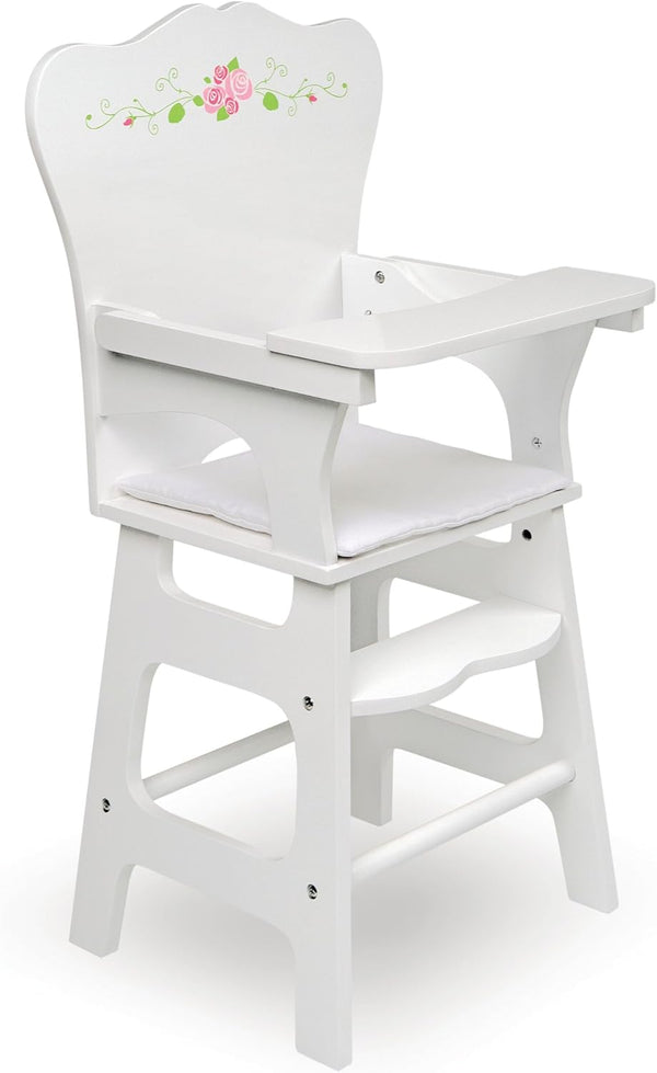 Badger Basket Doll High Chair - White and Rose Wood Design with