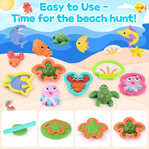 Set 3 4 5 6 PLAY Ocean Color Dough Kit with Sea Animals Molds, Under the Sea Toys for Sensory Play - Boat Whale Shark