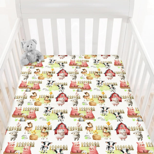 HawSkgFub Farm Animal Life Barn Fitted Standard Crib Sheet for Baby Boy