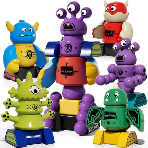 3-5 Set 3 4 5 6 7 TEMI Magnet Robot Toy for Kids Years Old - Monster Magnet Toys Stacking Transform Toys with Storage