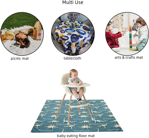 135x140 cm Joyo roy Floor Mat Splat Mat High Chair Mat Waterproof Mat Play Mat for Toddlers Splat Mat for Under High