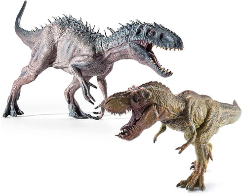 2Pcs Dinosaur Set, 15.7" Tyrannosaurus Rex and 12.2" Realistic T-rex, Educational Action Figures