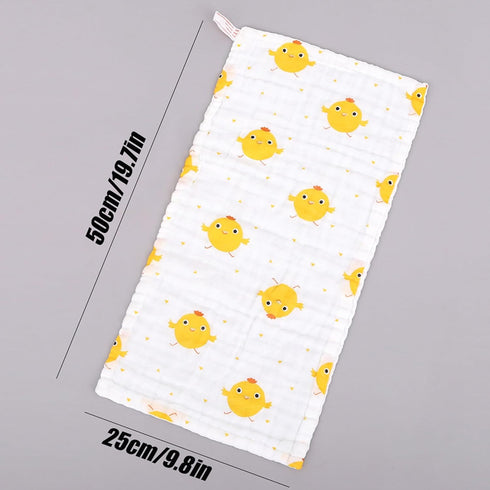 LINGBI DAMI 6 (19.7x9.8 inches), Yellow chick print Cotton square towel with layers of gauze washable children's face