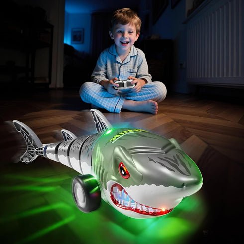 Xelabrion 2.4Ghz 3-5 5-7 4-8 Remote Control Shark Toys for Kids Boys, Electric RC Shark Car Truck Toys with Light, All