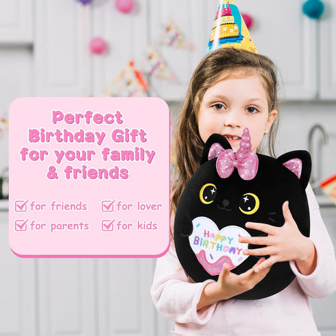 Happy Birthday Gift Black Cat Plush Toys - 11 Inch Kawaii Anime Plushie - Birthday Gifts for Kids