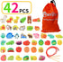 BMTOYS Montessori Educational Threading Toys, Wooden Stringing Farm Animals, Fruits Lacing Beads Preschool Toy for