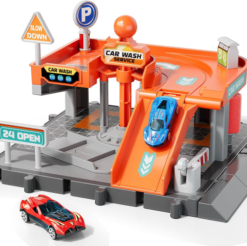 Toy Cars Playsets, Toy Car Wash for Kids, Activity Drivers Playset, 1:64