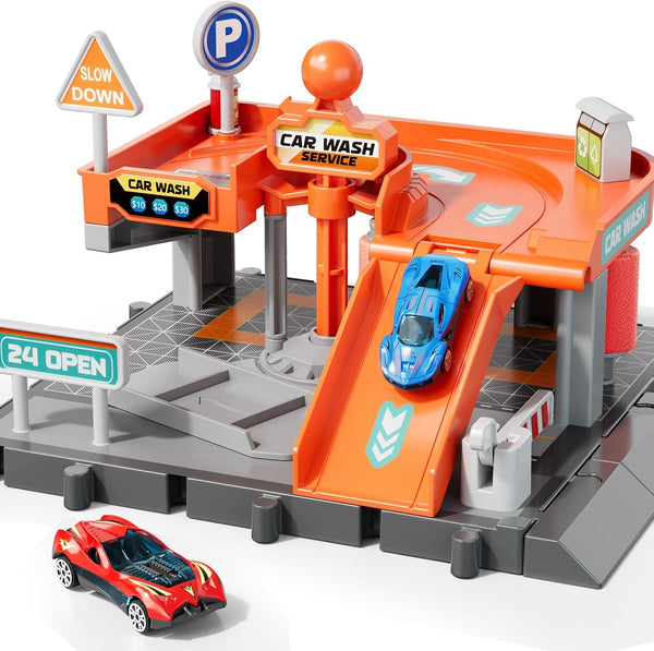 Toy Cars Playsets, Toy Car Wash for Kids, Activity Drivers Playset, 1:64