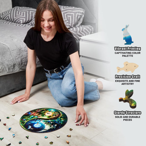 LEOGOR Wooden Puzzles for Adults - Yin Yang Nature's Balance, 350 Piece Large Size Jigsaw