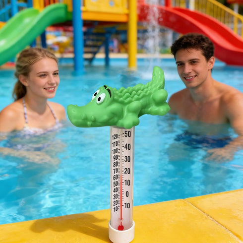 Generic 27.5x9x5.5cm Floating Pool Thermometer - Pool Temperature Gauge, Crocodile Shape Bath Temperature Gauge