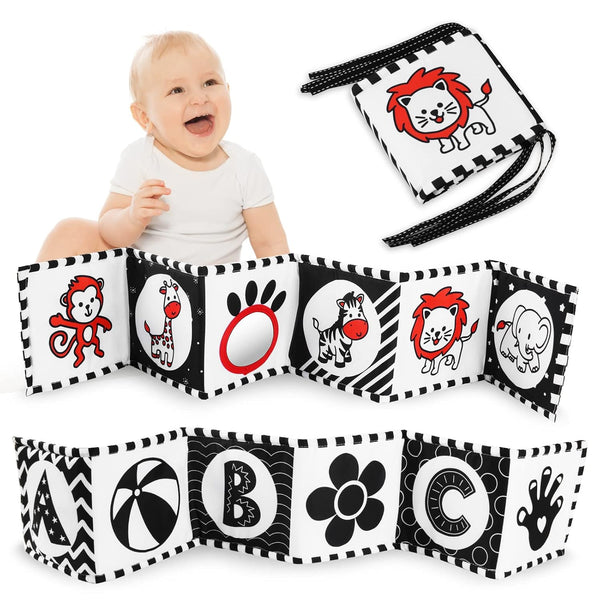 Vicloon High Contrast Black and White Baby Toys, Soft Baby Book for Newborns 0-12 Months, Infant Tummy Time Sensory Toys