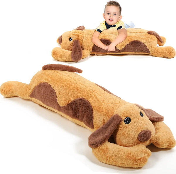 Queekay Giant Dog Stuffed Animals Plush Toy, Body Hugging Pillow for Birthday Gifts (Brown, 43.3 Inch)