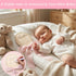 Josojoou Hello World Newborn Announcement Sign, Wooden Baby Photo Prop with Stand & Marker - Rustic Pink Ribbon