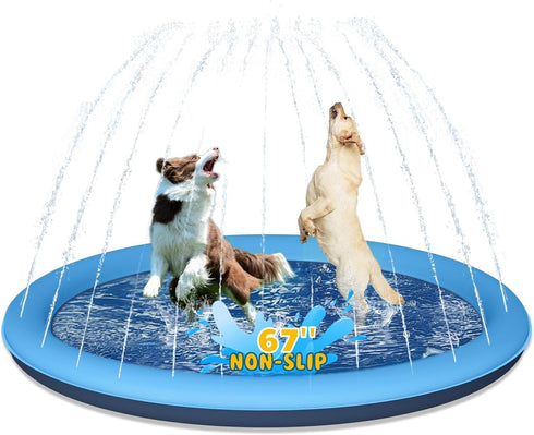moinmoly Dog Splash Pad, 67" Non-Slip Thickened Sprinkler Pool, Summer Outdoor Pet Water