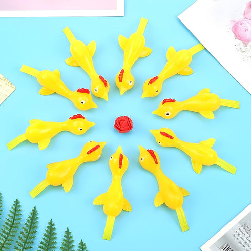 BUVUDI 30 Pieces Rubber Chicken Slingshot Rubber Chickens Flying Chicken Slingshot Flicken Chicken Game Finger