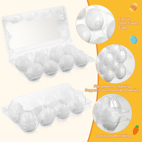 96 8 Menkxi Pcs Plastic Easter Eggs with Clear Egg Cartons for Crafts DIY Fake Eggs White Plastic Eggs Paintable Easter