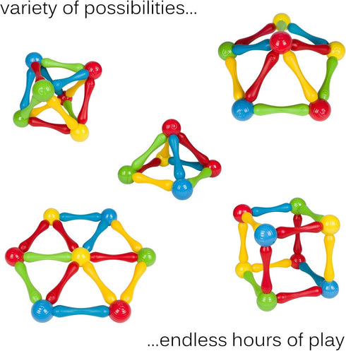 20 Piece Construction Set with Large Building Blocks for STEM Learning, Vibrant Colors for 1 Year Olds
