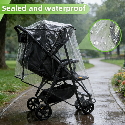 Rain Cover for Zoe Twin Double Stroller, Custom Fit Waterproof Stroller Rain Cover with Clear EVA, Ventilation Holes