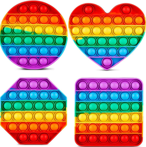 Multipurpose Go 4 Pack 4 Multipurpose Rainbow Pop it Fidget Toy, Bubble Sensory Toy for Kids and Adults, Stress