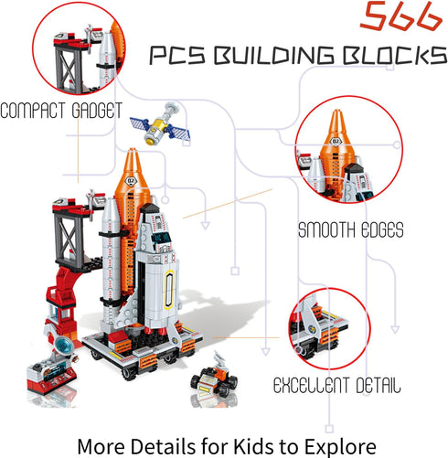 Space Rocket STEM Project Toy for Boys Age 7-13, Building Block for Kids Age 8-12, Science Kits for Christmas Birthday