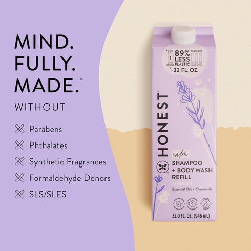 2-in-1 32 oz The Honest Company Cleansing Shampoo Body Wash Refill Carton Gentle for Baby, Naturally Derived