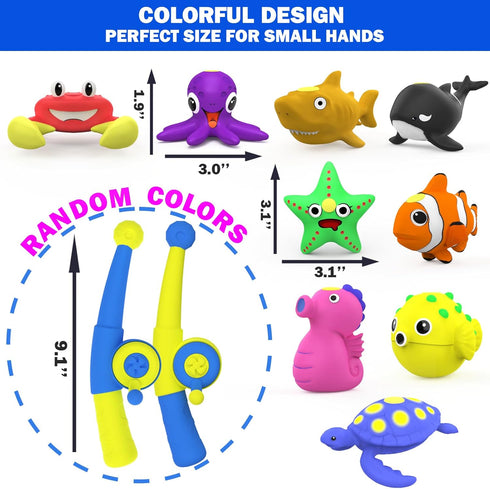 Staroud (10 Packs) Color Changing No Hole Magnetic Fishing Bath Toys for Kids Toddlers Baby, Color Change Water Table
