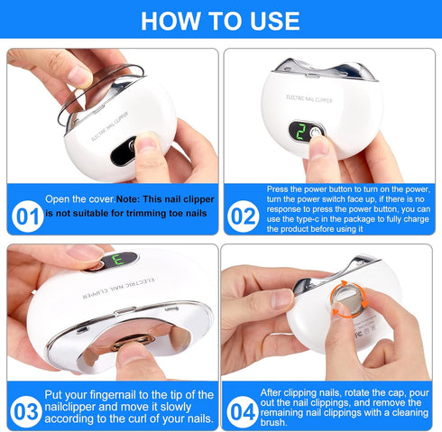 MoonGaya 3-Speeds Trimmer Automatic Electric Nail Clipper with Levels and LCD Digital Display, USB Rechargeable Safety
