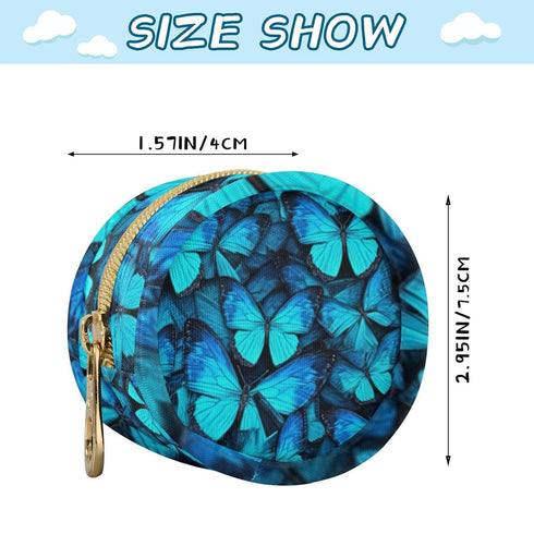 YETTASBIN Blue Butterfly Portable Pacifier Holder Case with Metal Hook Buckle & Zipper for Diaper Bag and Stroller