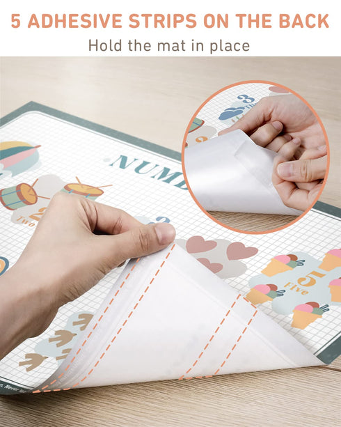 60 Pack 12" 18" 4 Babebay Disposable Placemats for Baby, Sticky Toddler Placemat for Restaurants, Dining Table, Party