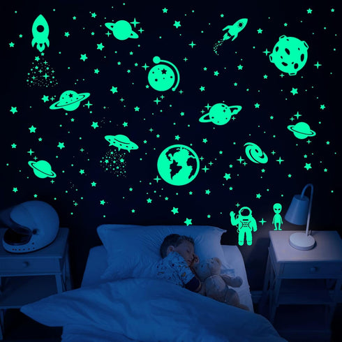 260 PCS Glow in The Dark Stars, Glowing Stars for Ceiling, Solar System Space Galaxy Wall Stickers for Kids