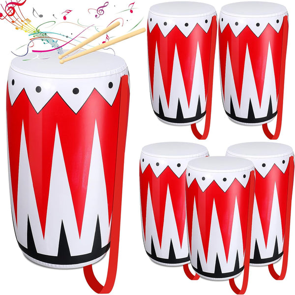 6 Pack Inflatable Instrument Toys - Drum Music Instruments Party Props Decorations for 80s 90s Rock and Roll Parties
