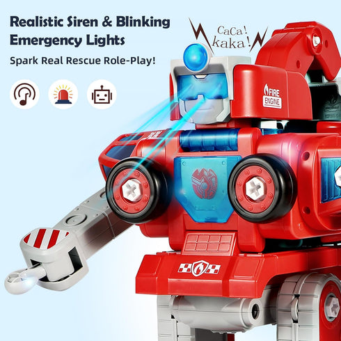 3 4 5 6 5-in-1 3-8, Set, Baobrava Year Old Boy Birthday Gift, Take Apart Fire Truck Toys, Transformers Robot Toys