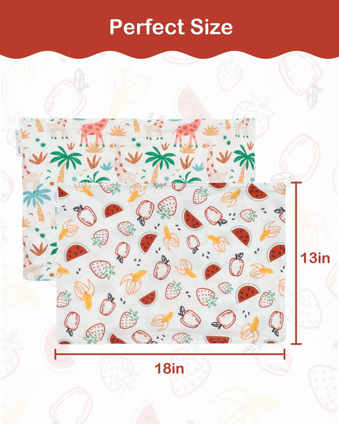 2 Pack 13"x 18" 12"x16" ALVABABY Toddler Pillowcases Stretchy Soft Kids Pillow Cover Fit or Envelope for Girl Boy