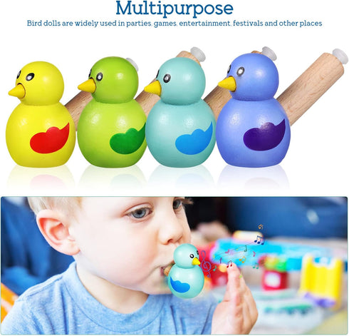 7Pcs Wooden Whistle for Kids - Cute Cartoon Animal Bird Whistle Set, Musical Instrument Early Learning Props