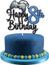 Video Game Happy 8th Birthday Cake Topper - Blue Cake Supplies for Video Game Boy's 8th Birthday Party - Game On Level