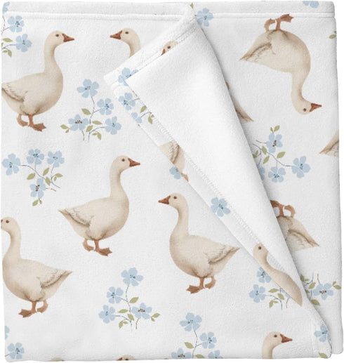 Cstdyfrv Vintage Geese Boho Floral Baby Blankets for Boys Girls Cute Duck Wildflowers