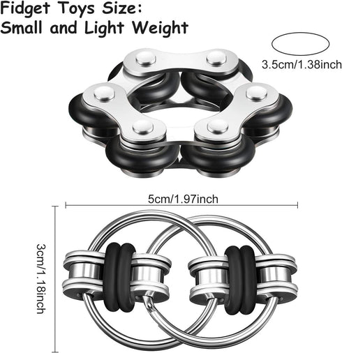 Gejoy Fidget Toy Set with Six Roller Chain Fidget and Key Flippy Chain Stress Reducers for Autism Relief