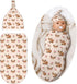 Qwalnely Cow Swaddle Blanket with Hat for Baby, Swaddling Highland Cow Baby Stuff