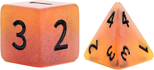 Gate Keeper Games and Dice: Sea Glass Dice - Firebrand 7pc RPG Set, Flaming Yellow & Fire Damage Orange