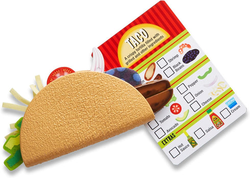 Melissa & Doug Fill & Fold Taco & Tortilla Set, 43 Pieces – Sliceable Wooden Mexican Play Food, Skillet - FSC Certified