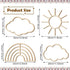 4 Pieces Boho Nursery Cloud Star Wall Decor Wooden Babyroom Moon Rattan Wall Decor Wooden Rainbow for Children Baby