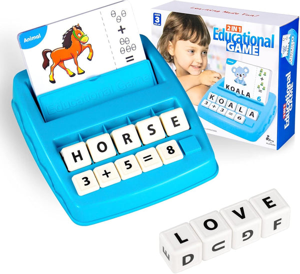 Matching Letter Game for Kids, 2 in 1 Educational Toys for Alphabet Spelling & Reading, Flash Cards