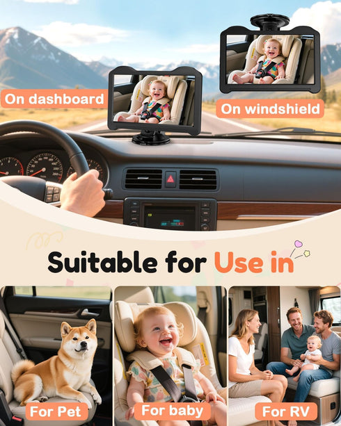 Fodkh 7-Inch 1080P 150 Car Baby Camera for Seat: HD Rear Facing Camera for Backseat - Wide Angle View with Ultra-Clear