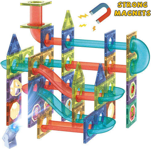 110 3D Set, Contixo STEM Building Toys - pcs Marble Magnetic Run Tiles Learning Stacking Educational Building Blocks