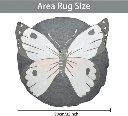 Tummy ABREEZE Butterfly Baby Round Play Pad Crawling Mat Blanket Time Mat Rug for Kids Children Toddlers Bedroom