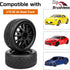 RC On Road Touring Tires and Wheels, Pre-Glued Set of 4 for 1/18 Traxxas Latrax Teton 1/10 4-Tec 2.0 3.0