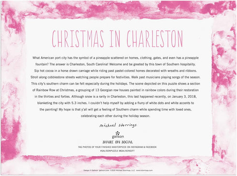 Michael Storrings Christmas in Charleston - 1000 Piece Puzzle from Galison - Beautifully Illustrated Scene